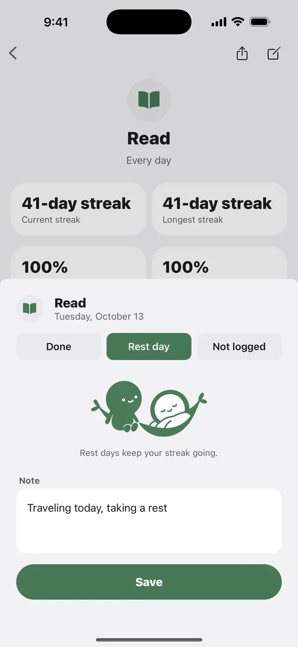 Choosing a rest day for a habit